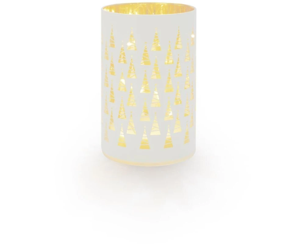 STT Windlicht Glas Tree 14 cm, Weiss