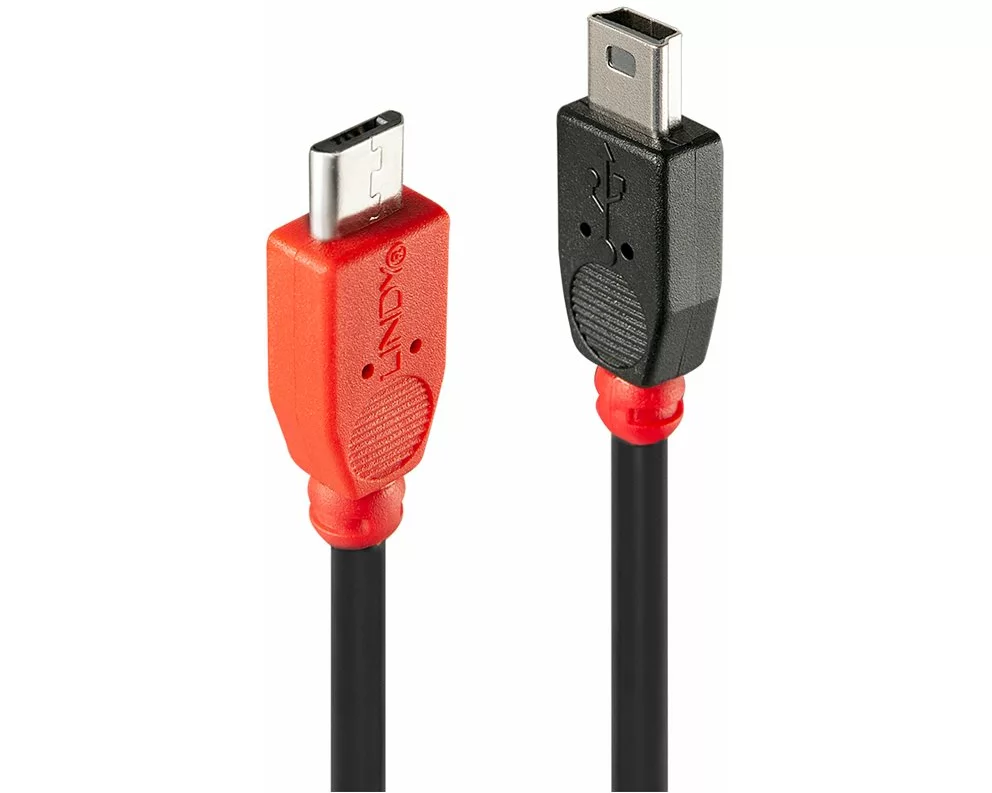 LINDY USB 2.0 cable Type Micro-B / Mini-B OTG 2m Micro-B plug to Mini-B plug