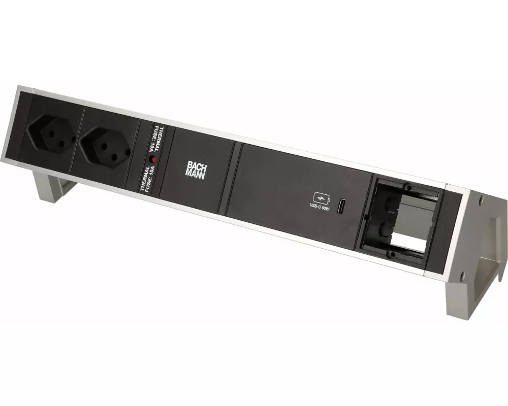 Bachmann Tischsteckdosenleiste DESK 2, 2x T13, 1x USB C, 1x Custom