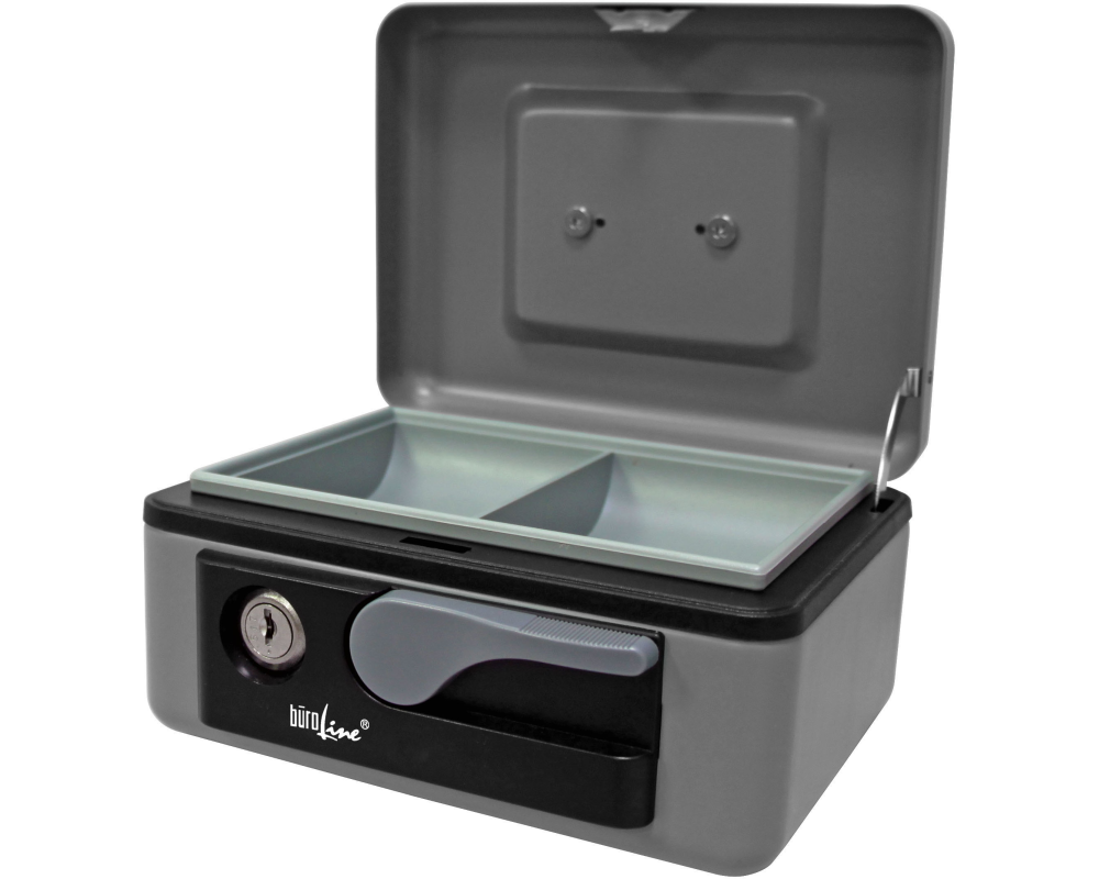 BÜROLINE Geldkassette 16,5x12,5x8cm 168409 grau 2-teilig