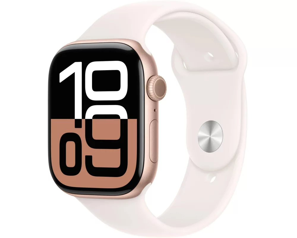 Apple Watch Series 10 46 mm LTE Alu Roségold Sport Weiss M/L