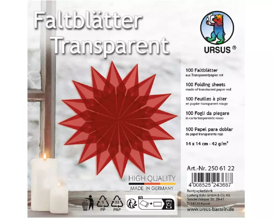 URSUS Faltblätter Origami 14 x 14 cm, 42 g/m², 100 Blatt