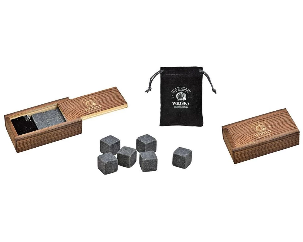 G. Wurm Whiskysteine in Holzbox 8-teilig, Grau
