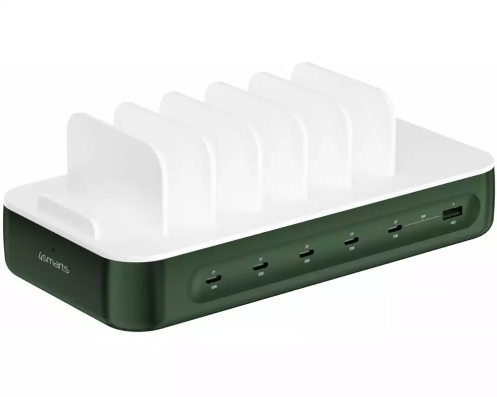 4smarts Ladestation Team 100W 5C/1A inkl. 6 Kabel Grün