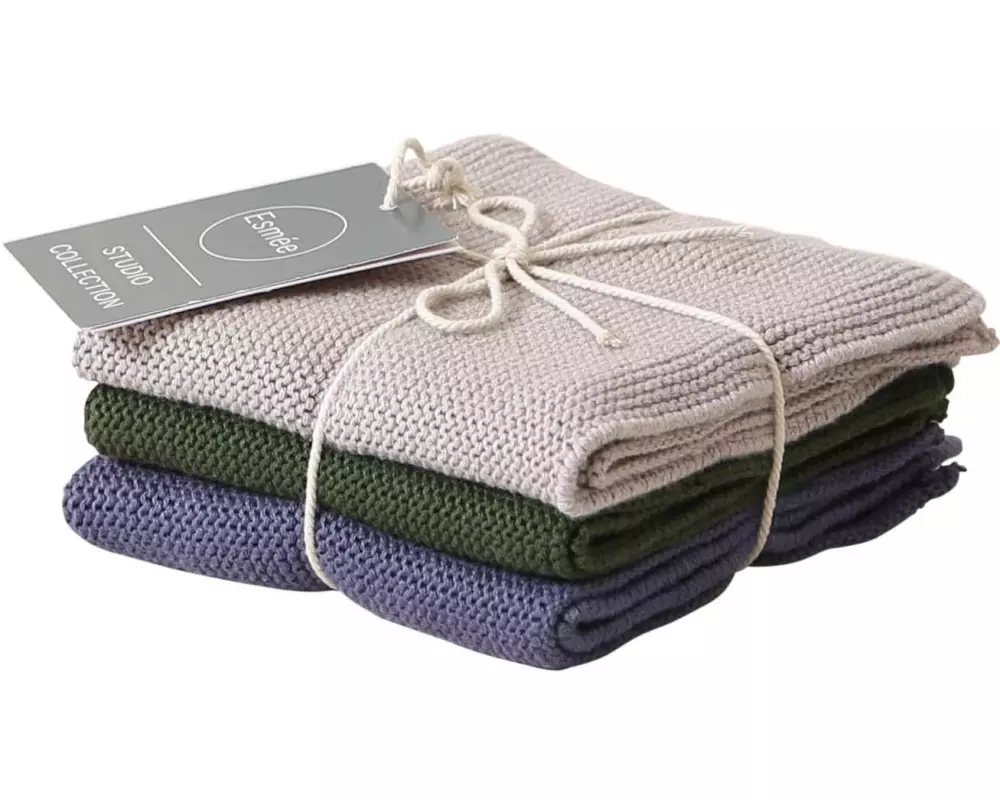 Esmée Reinigungstuch Set 3 Stück, Blau/Grau/Grün