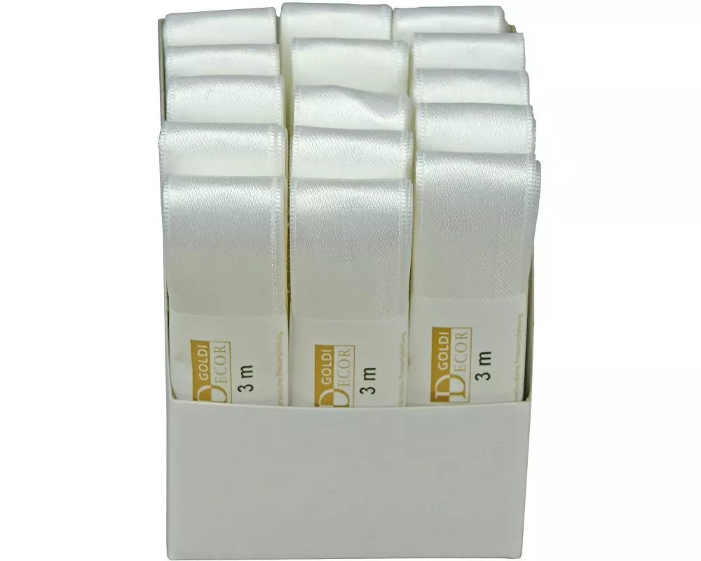 GOLDINA Satinband 25 mm x 3 m, Weiss, 1 Stück