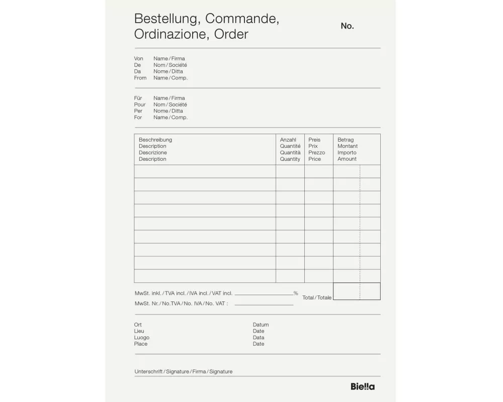 Biella Durchschreibeblock Copy Block A5 Bestellschein