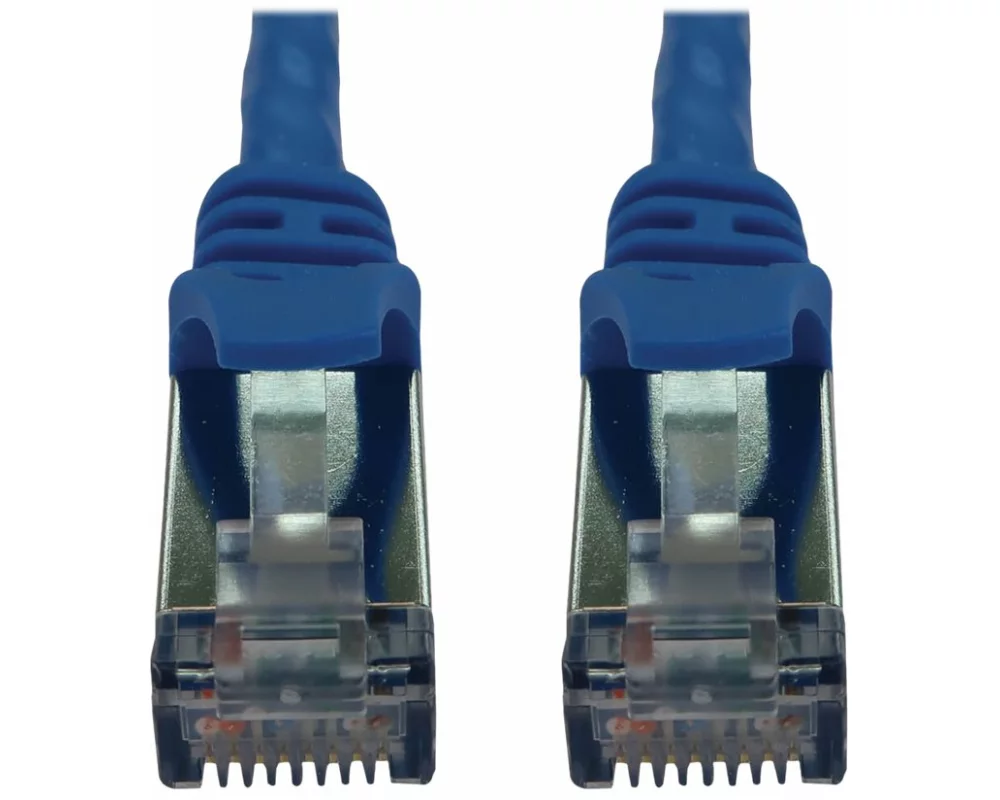 EATON TRIPPLITE Cat6a, 10G, Snagless, Shielded, Slim, STP Ethernet Cable, RJ45, M/M, PoE, Blue, 1 ft. 0.3m