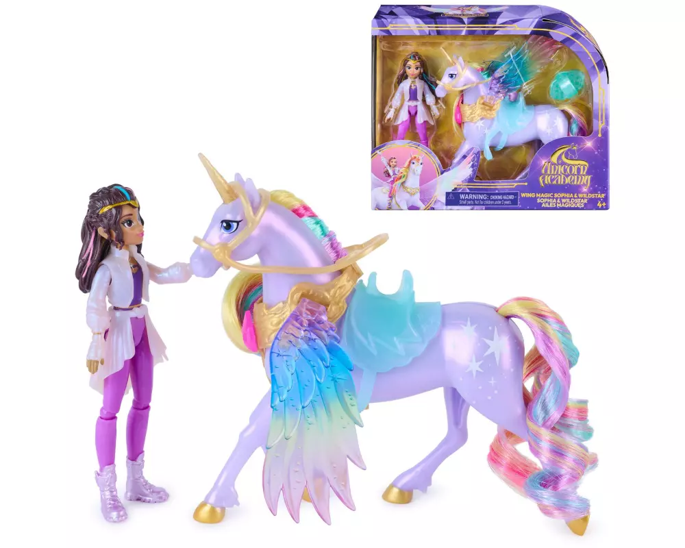 Spinmaster Unicorn Academy – Wing Magic Sophia und Wildstar Spielset mit Flügeln und Zubehör