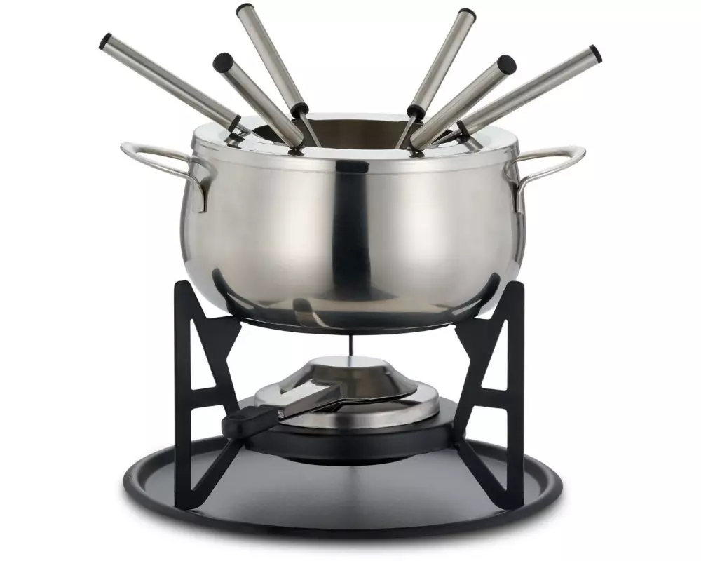 Oak & Steel Schokoladenfondue-Set 11 Teile, Silber