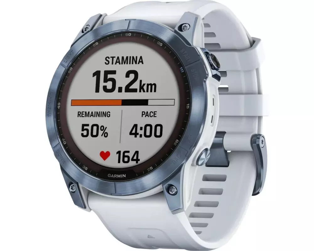 GARMIN Sportuhr Fenix 7X Sapphire Solar, Weiss/Blau