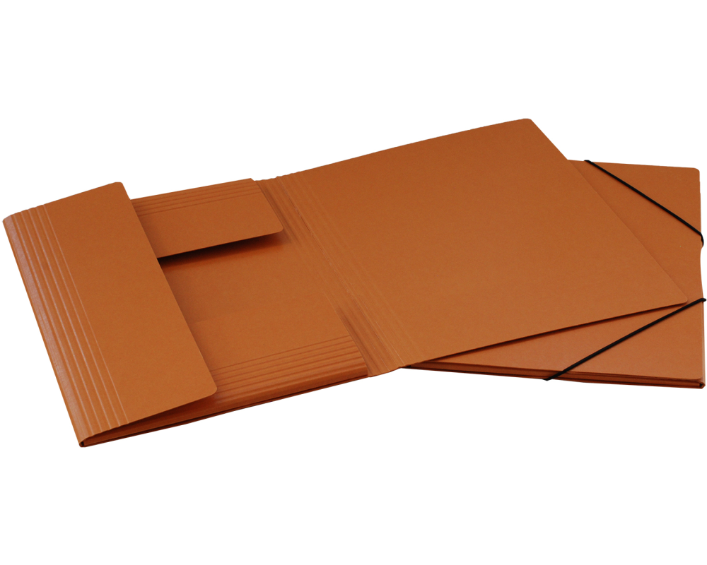 EROLA Gummibandmappe 650my A4 33299 braun Pressspan 3 Klappen