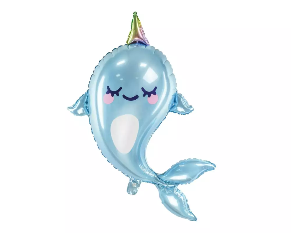 Partydeco Folienballon Narwal Blau