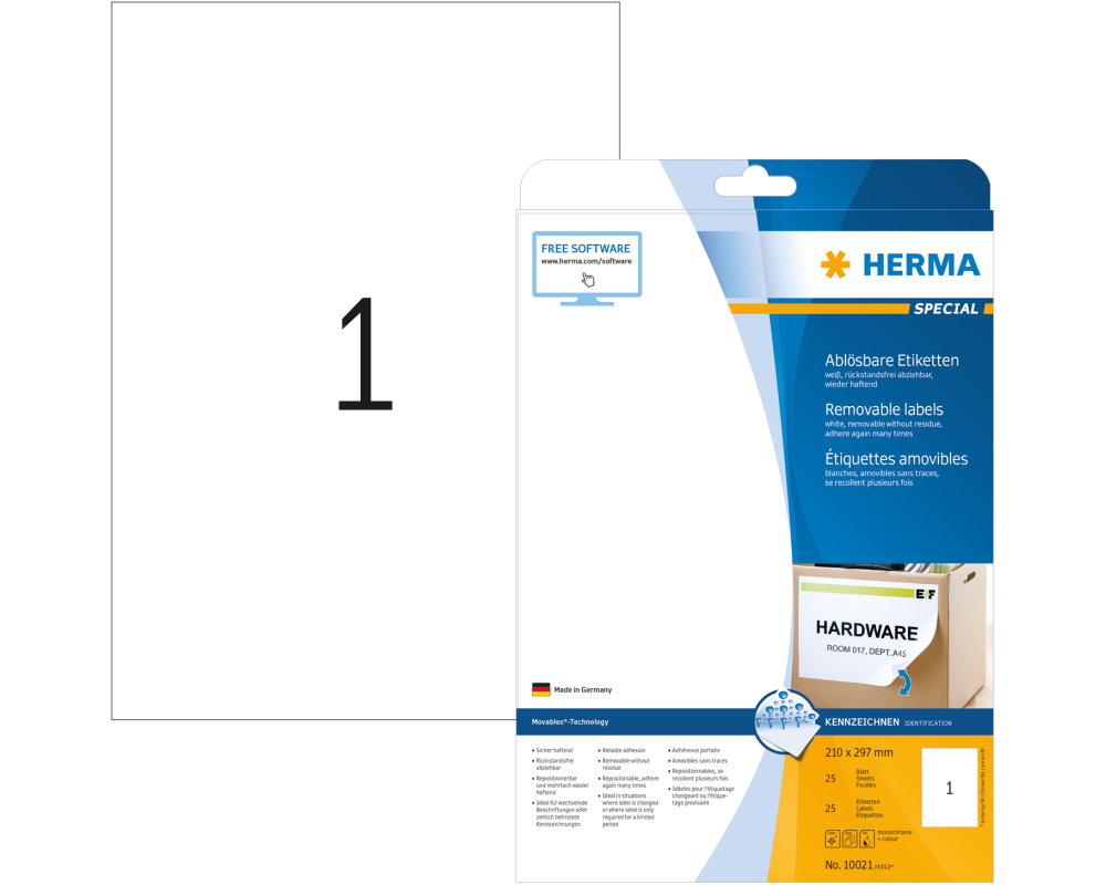 HERMA Movables A4 10021 weiss 25 Stück