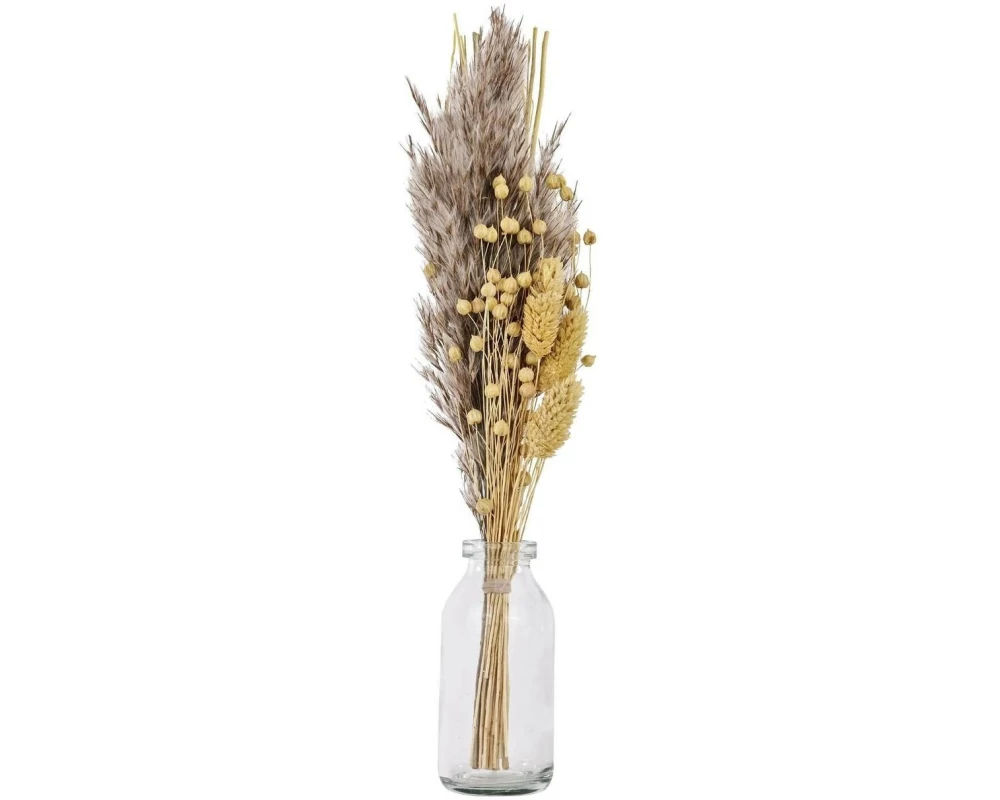 EGLO Trockenblumen mit Glasvase Gelb, Natur, 36.5 cm