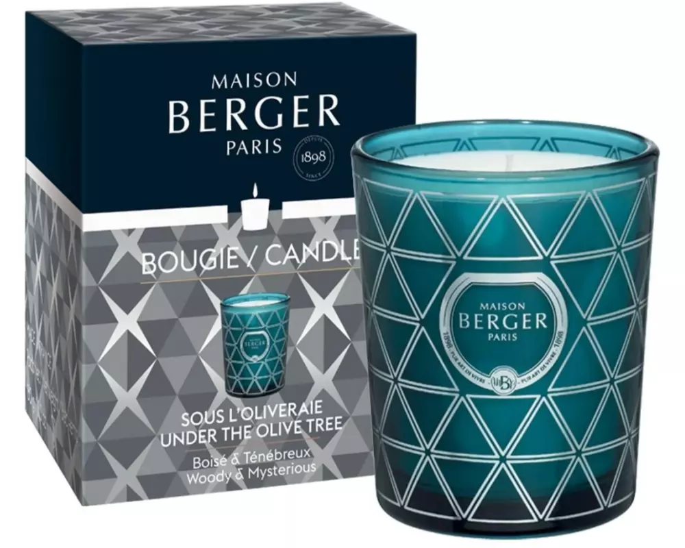 Maison Berger Duftkerze Géode Blau – Unter dem Olivenbaum 180 g