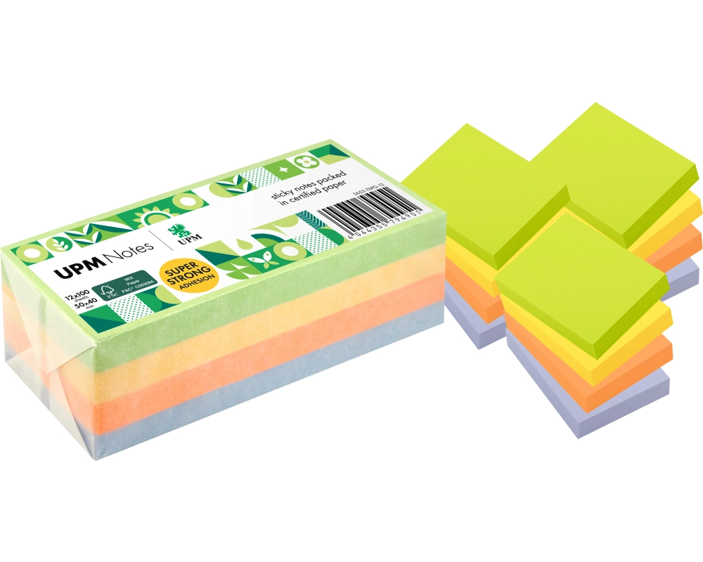 UPM Haftnotizen 50x40mm 5653-76PG-12 Spring Mix 12x100 Blatt