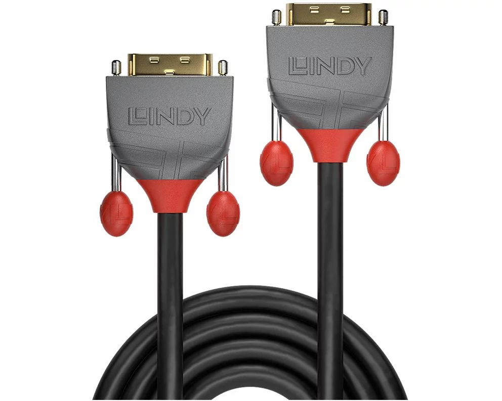 LINDY Anthra Line Video Cable, Dual Link, DVI-DVI M-M, 0.5m, grey, DVI-D