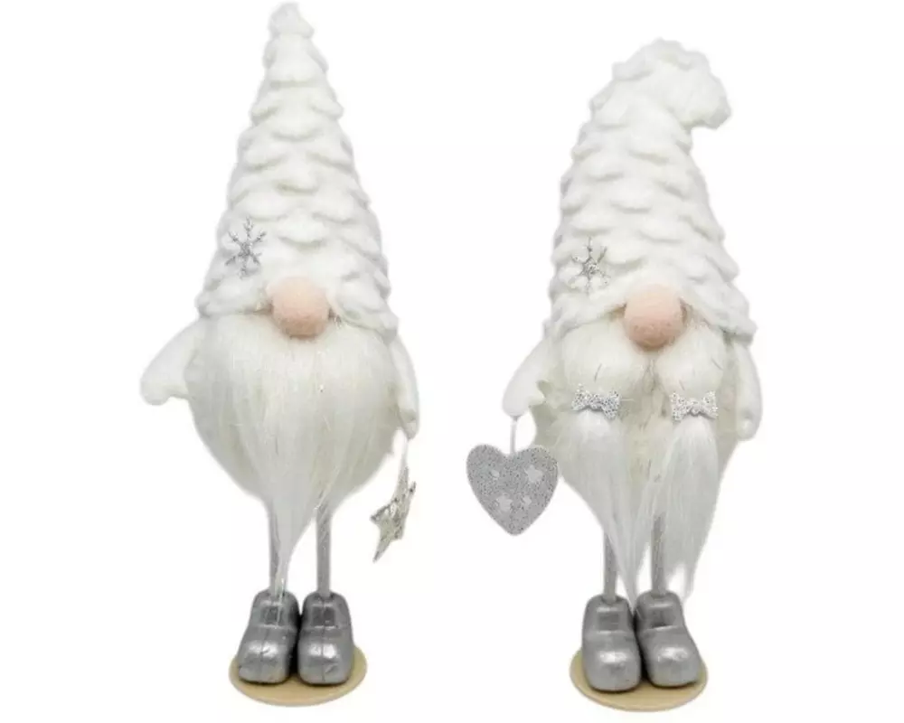 Dameco Weihnachtsfigur Wichtel stehend 2-er Set, Weiss, 18 cm
