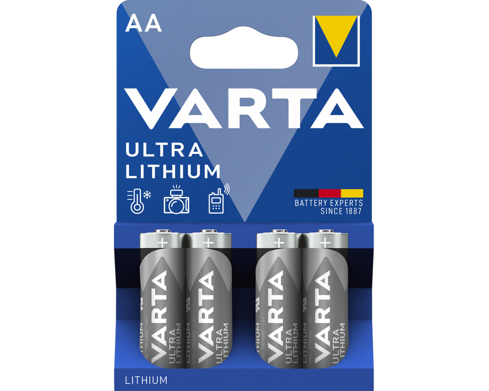 VARTA Batterie Lithium AA,1,5V 6106301404 2900 mAh 4 Stück