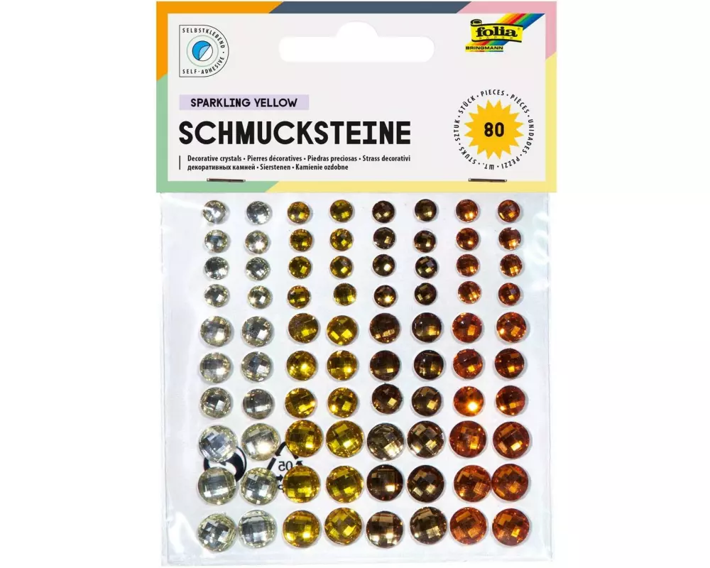 Folia Schmucksteine Sparkling Yellow selbstklebend 80 Stück
