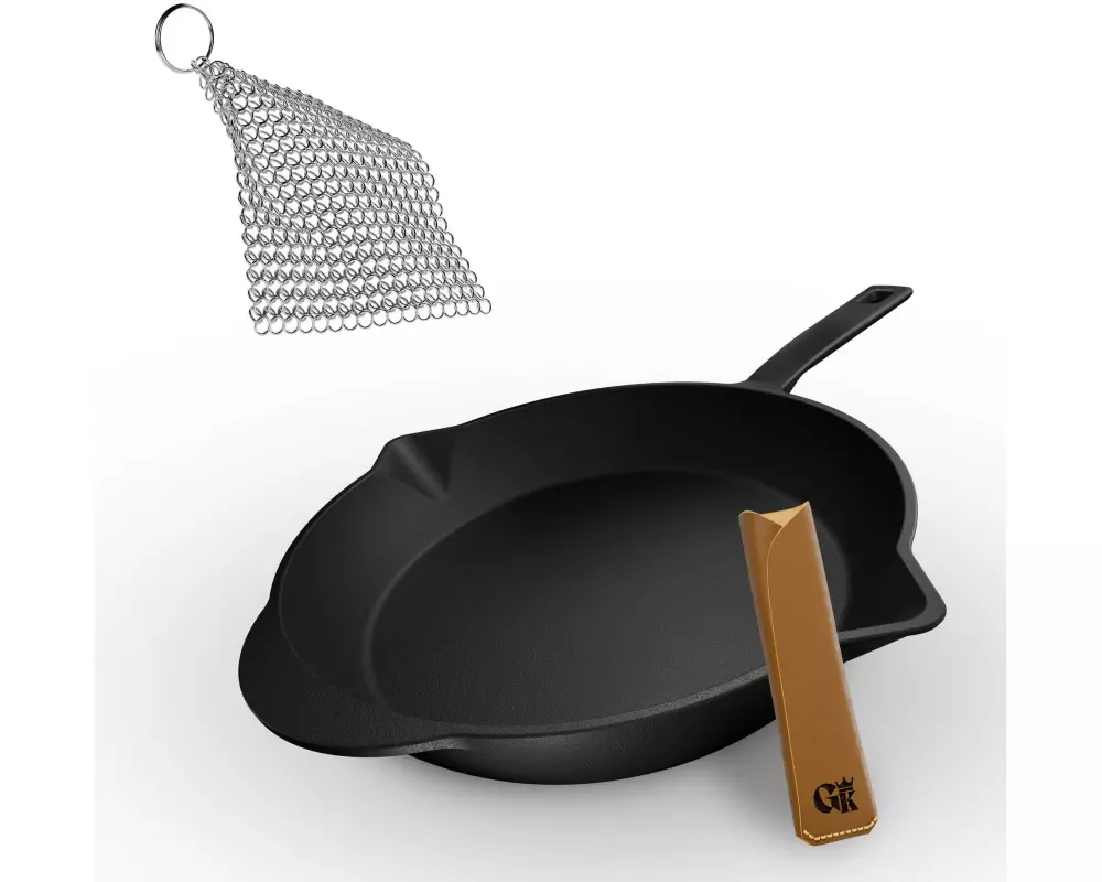 Gusskoenig Bratpfanne 26 cm mit Ledergriff, Reiniger