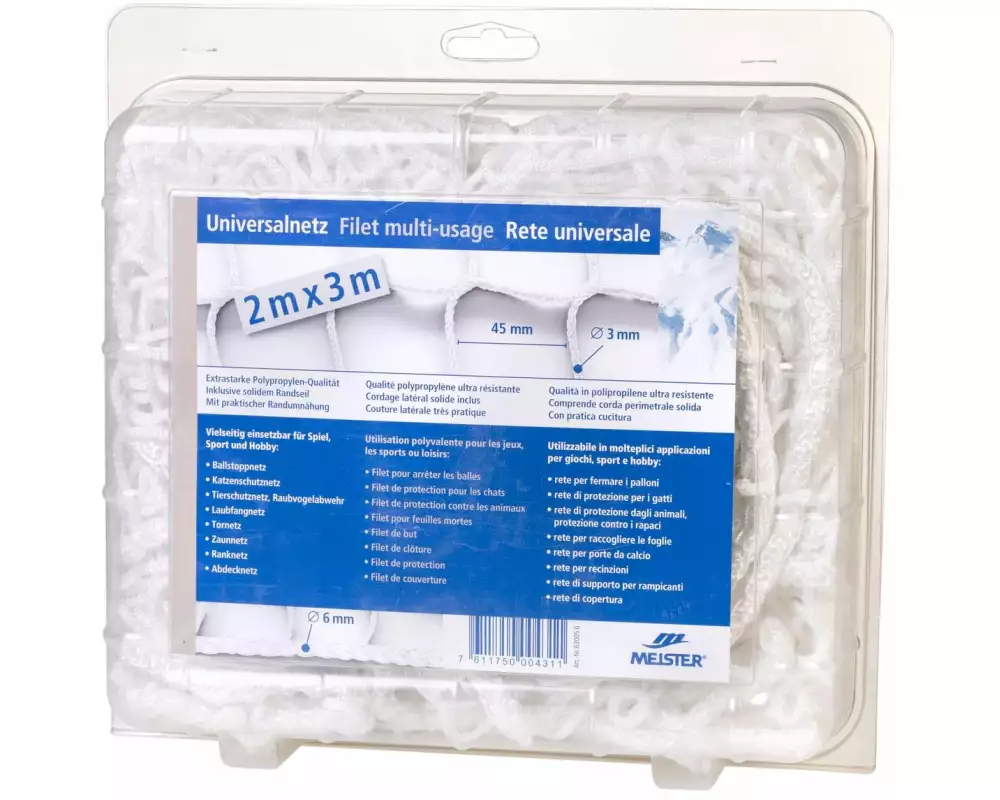 Meister Universalnetz knotenlos, Ø 3 mm / 2 x 3 m, Weiss