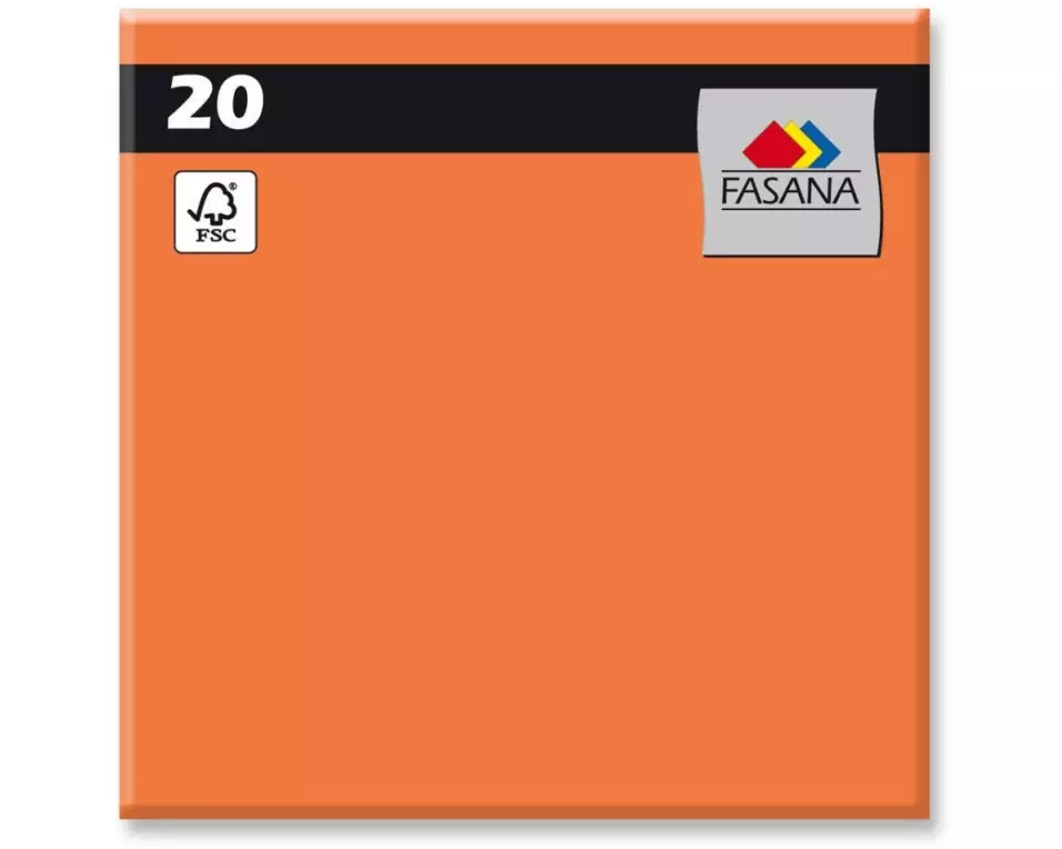 Fasana Papierservietten Uni 33 cm x 33 cm, 20 Stück, Orange