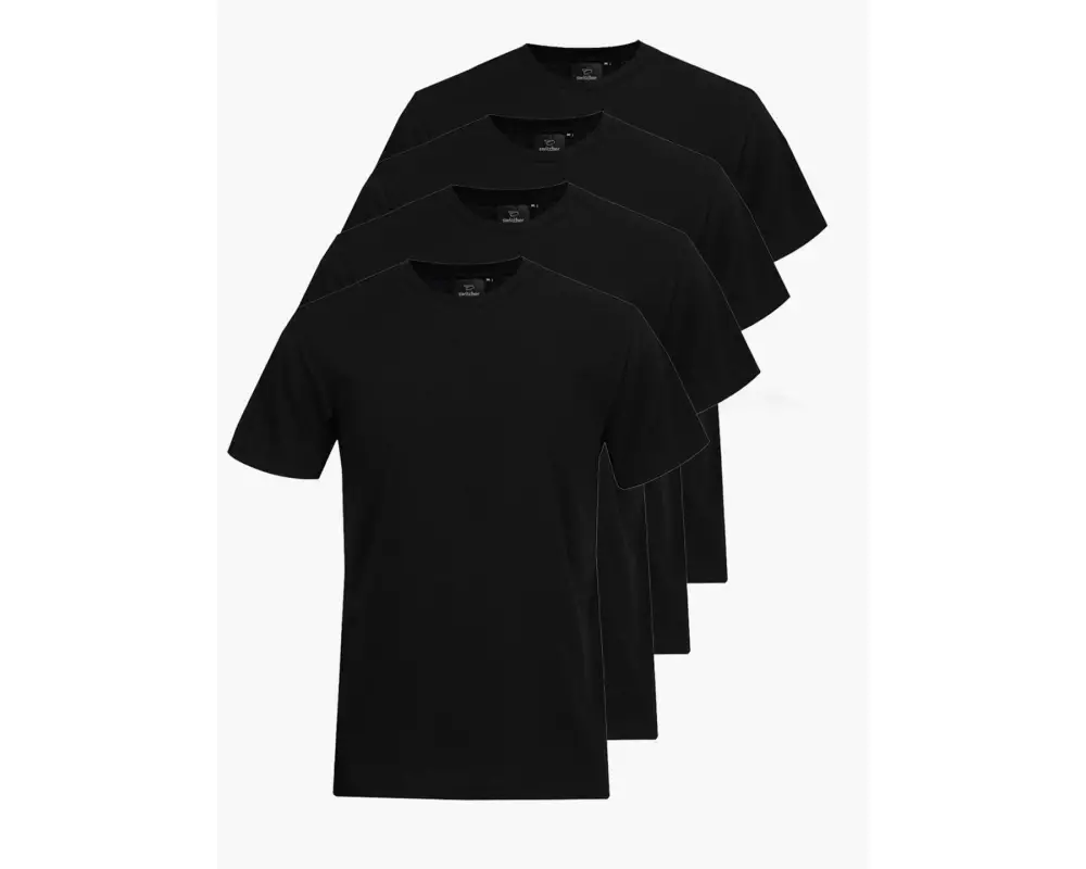 Switcher 4er-Pack Unisex T-Shirt Max Schwarz, L