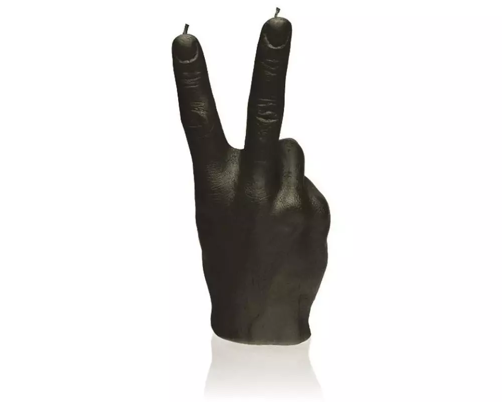 Candellana Kerze Hand Peace Schwarz matt
