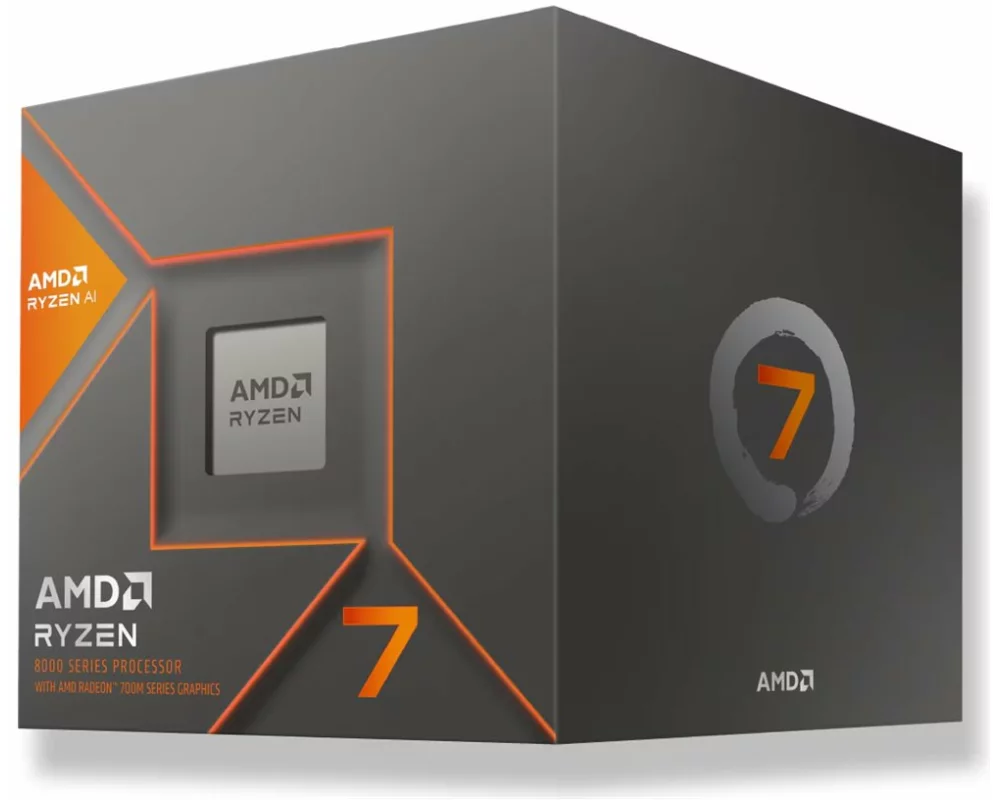 AMD Ryzen 7 8700G. Processor family: AMD Ryzen 7, Processor socket: Socket AM5, Processor lithography: 4 nm. Neural processor unit (NPU): AMD Ryzen AI, NPU performance up to: 16 TOPs. Memory channels: Dual-channel, Maximum internal memory supported by processor: 256 GB, Memory types supported by processor: DDR5-SDRAM. On-board graphics card model: AMD Radeon 780M, On-board graphics card outputs supported: DisplayPort 2.1, HDMI 2.1, On-board graphics card base frequency: 2900 MHz. Market segment
