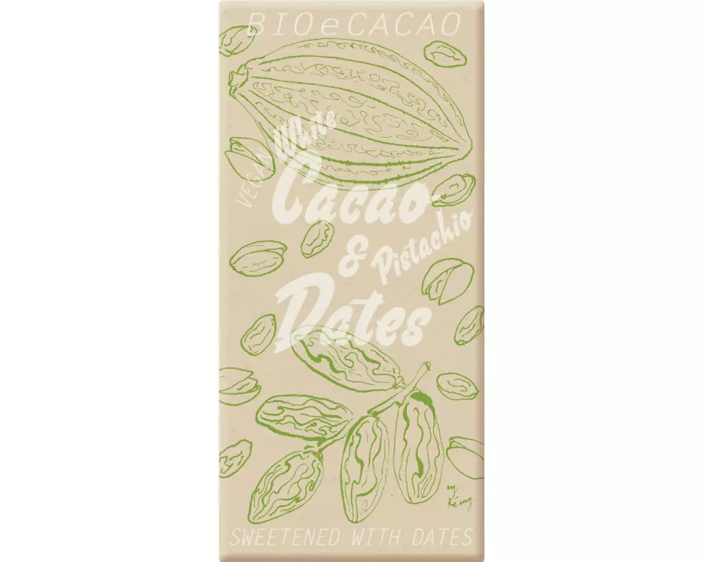 BioeCacao Tafelschokolade Dattelschokolade White Pistachio 90 g