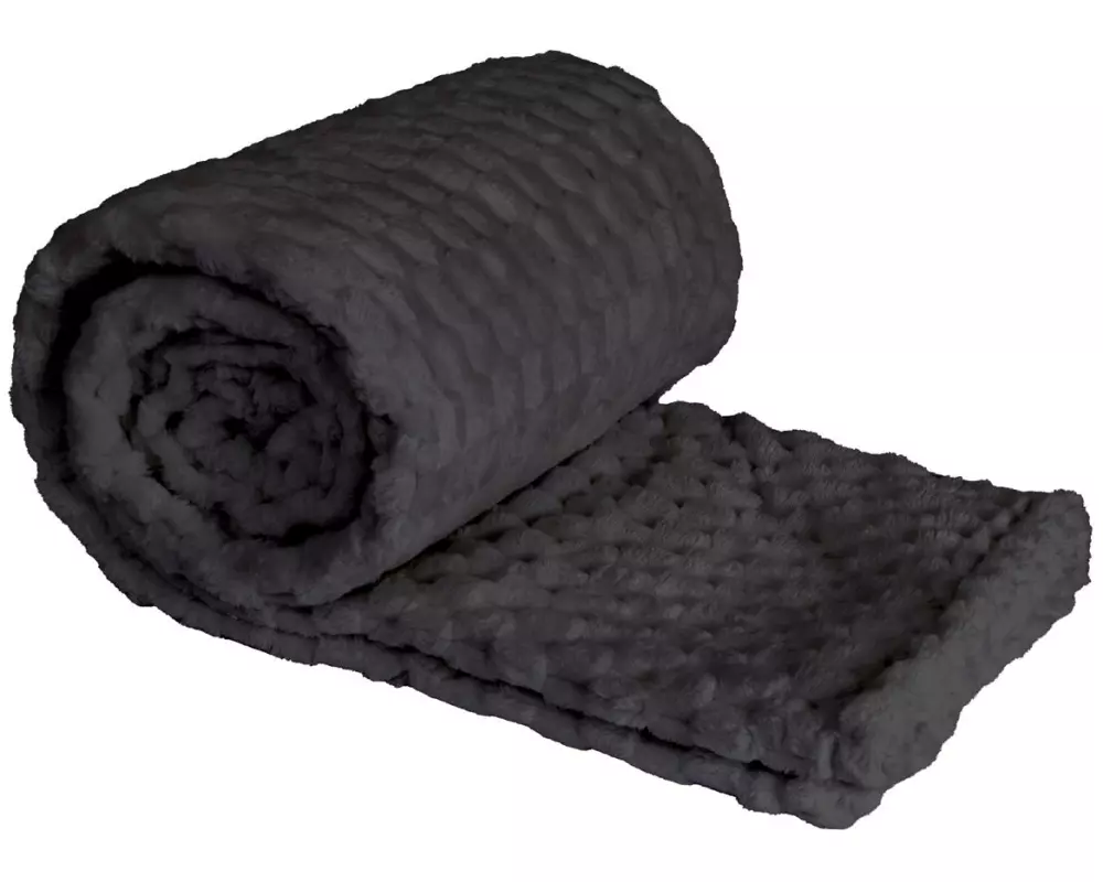 Hubatka Decke Plaid Uni 220 x 180 cm, Dunkelgrau