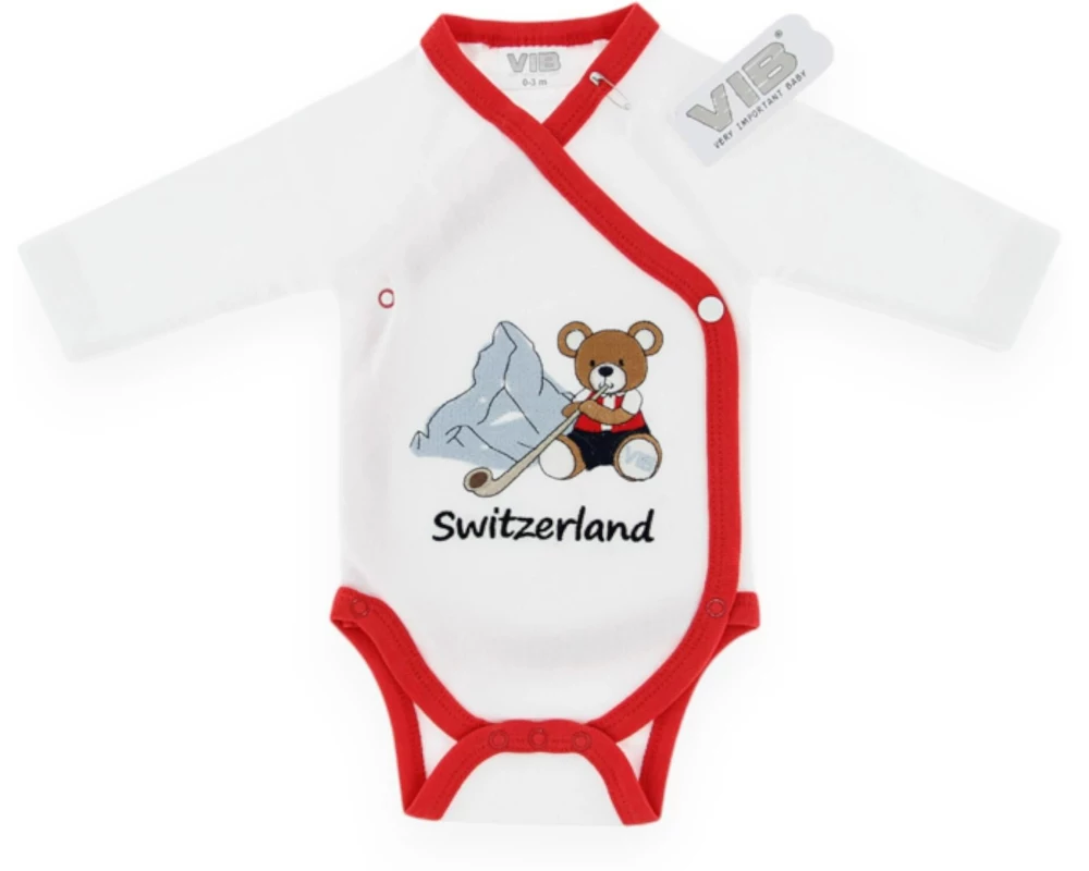 Very Important Baby Body Bär + Matterhorn + Switzerland Weiss/Rot