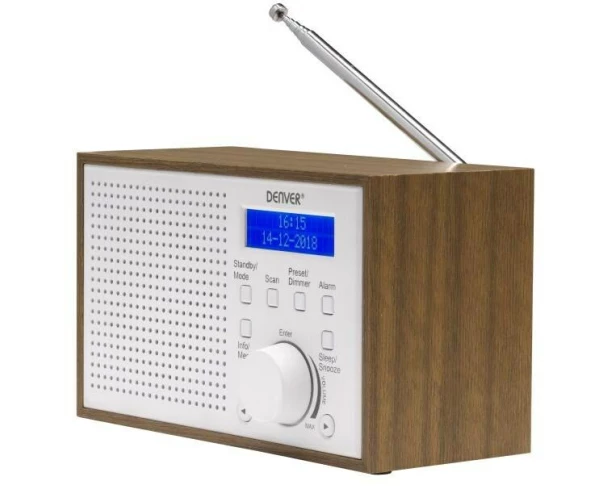 Denver DAB-46W DAB+ Bluetooth Retro Design LCD-Display Weckfunktion