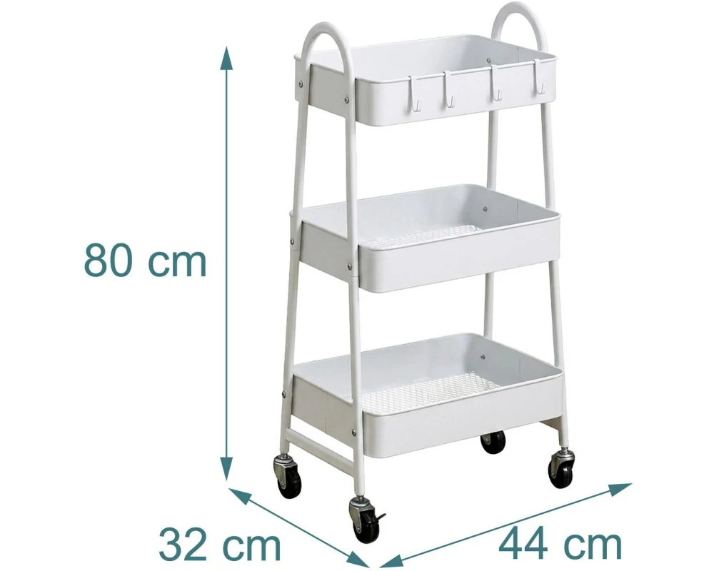 relaxdays Rollregal 44 x 80 x 32 cm, Weiss