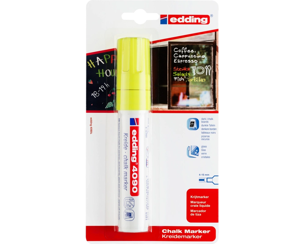 EDDING Chalk Marker 4090 4-15mm 4090BLI-65 BLI-6 neongelb