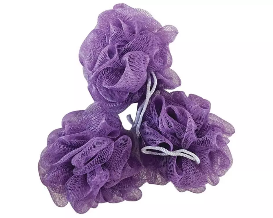 MSV Duschschwamm 3 Stück, 10 x 10 cm, Violett