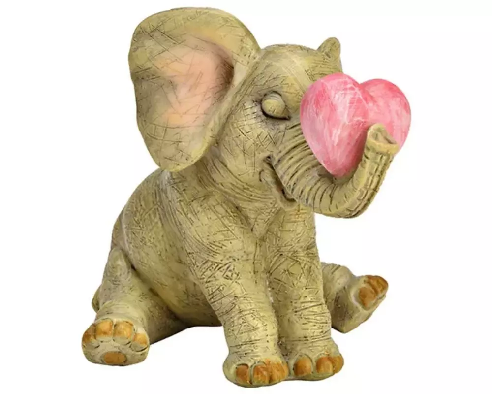 G. Wurm Dekofigur Elefant mit Herz 11 x 9 x 8 cm, Grau