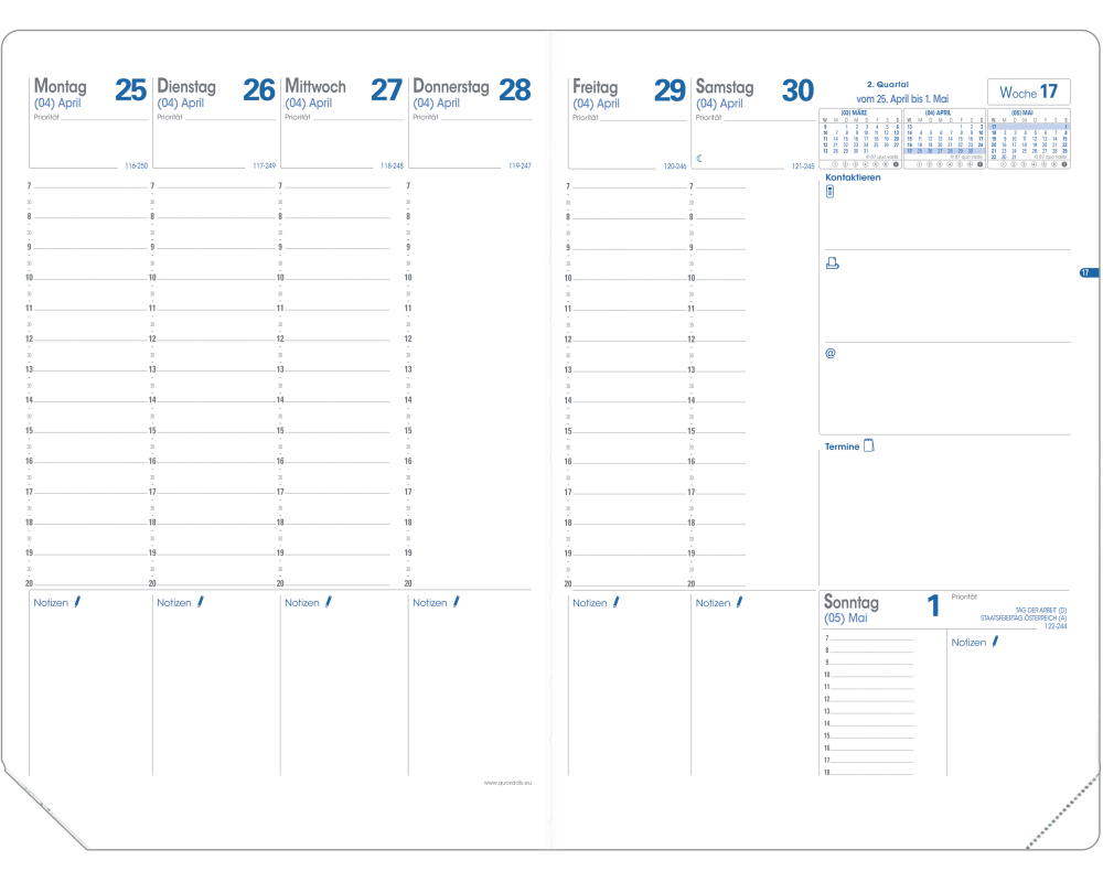 QUO-VADIS Ersatzinhalt Trinote 2026 048003Q 1W/2S Impala/Soho DE 18x24cm