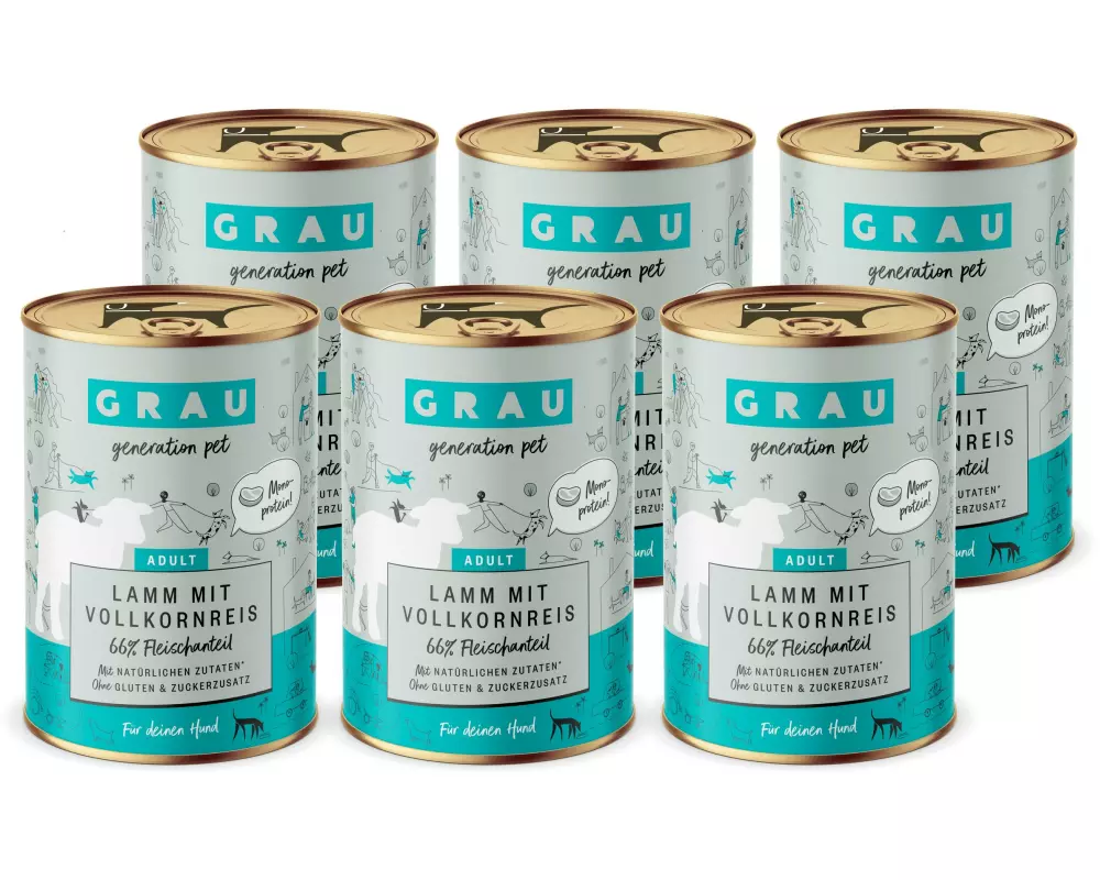 Grau Nassfutter Lamm & Vollkornreis, 6 x 400 g