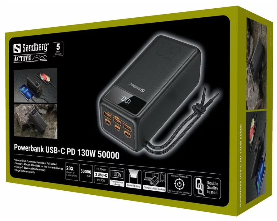 Sandberg Powerbank USB-C, PD, 130W, 50000mAh