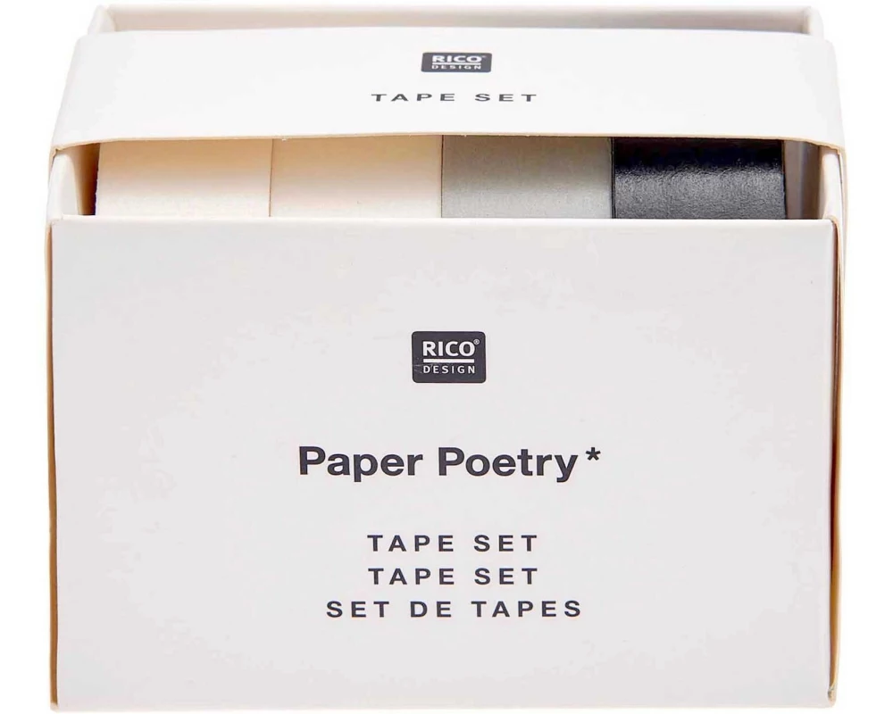 Rico Design Washi Tape 4 Stück, Schwarz/Weiss, 10 m
