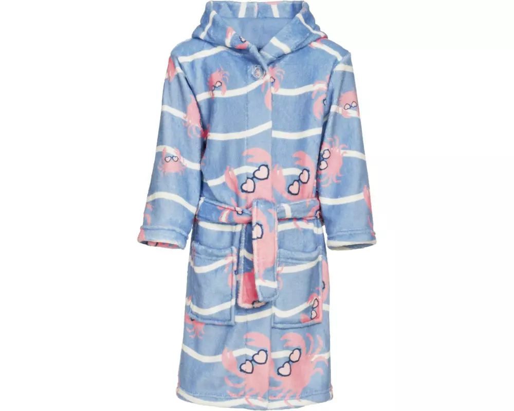 Playshoes Fleece-Bademantel Krebs Blau/Pink Gr. 98/104