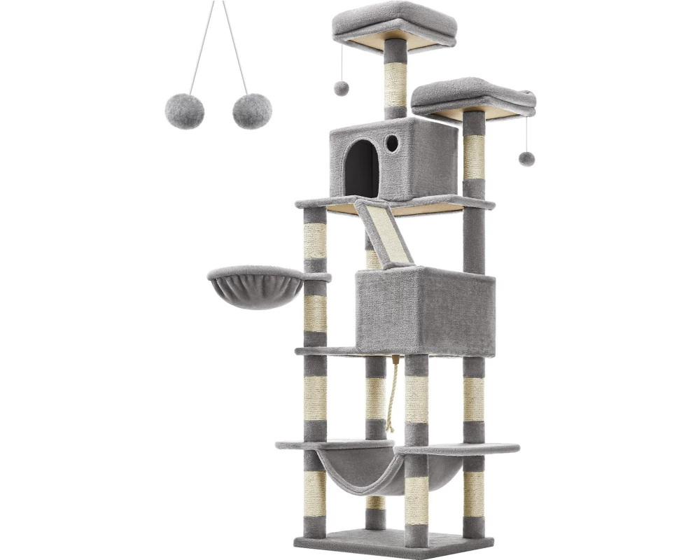 Feandrea Kratzbaum XXL 206 cm, Grau/Beige