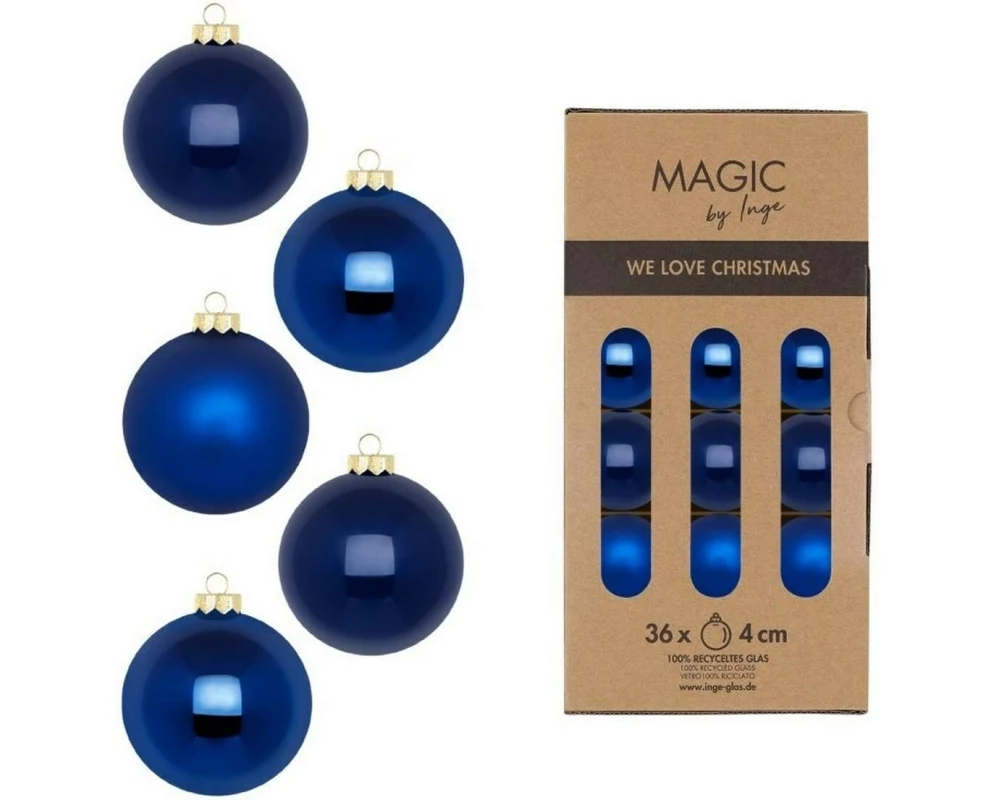 INGES CHRISTMAS DECOR Weihnachtskugel Royal Blue 36 Stück, Blau