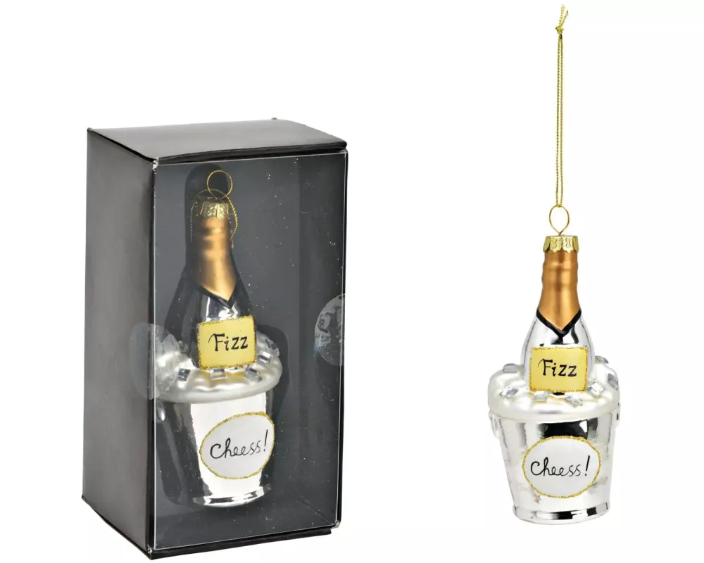 G. Wurm Weihnachtsschmuck Champagner Flasche Silber