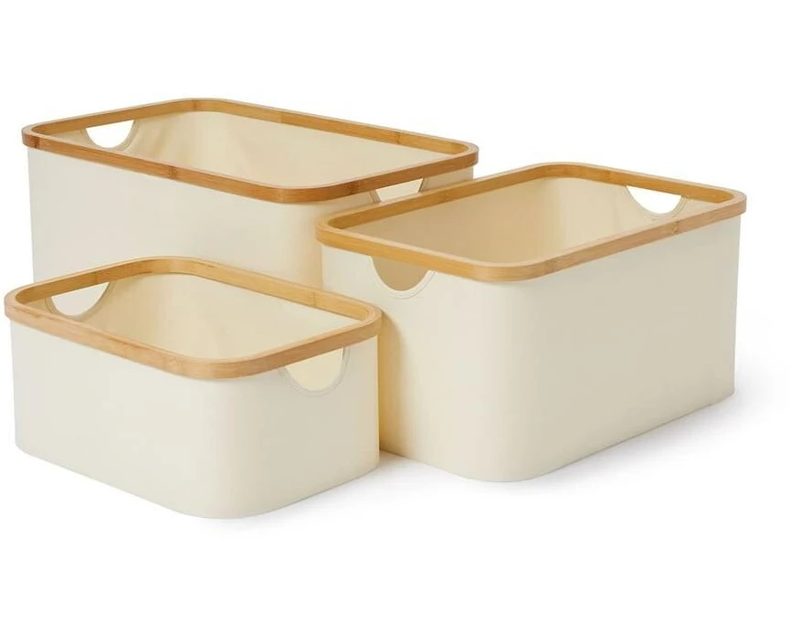 Lumaland Aufbewahrungsbox rechteckig 3 Stück, Beige