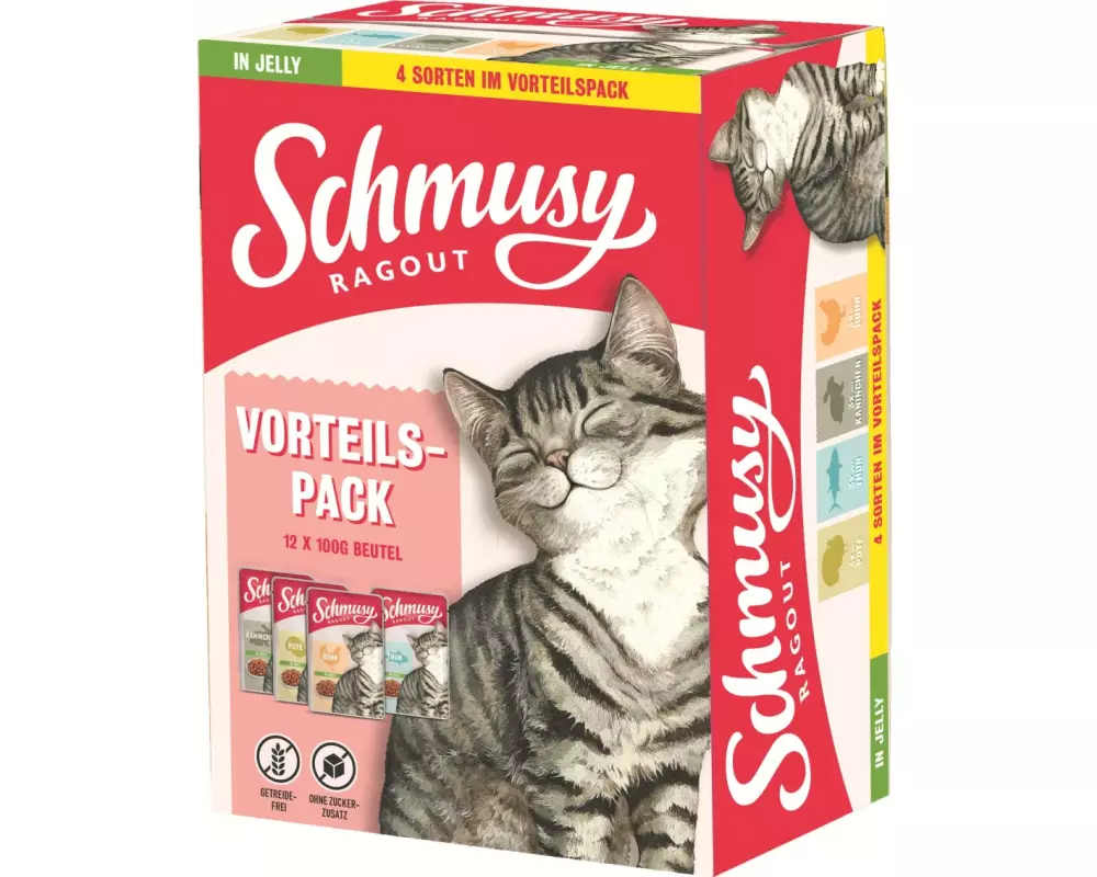 Schmusy Nassfutter Ragout Multipack Jelly, 12 x 100 g