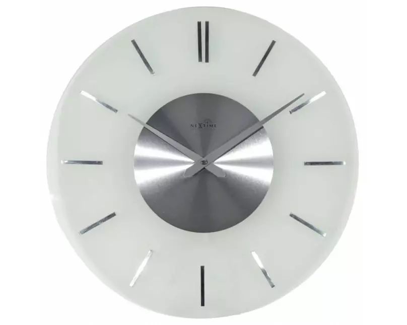 NeXtime Wanduhr Stripe Round RC Ø 40 cm Silber/Weiss